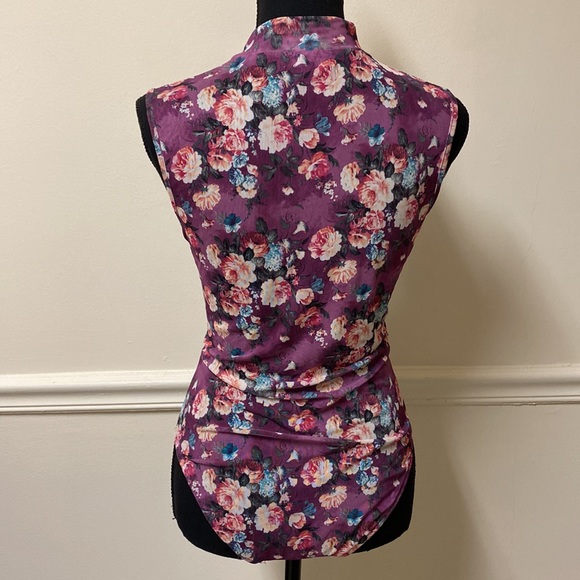 Purple Mesh Floral Bodysuit - Picture 12 of 16